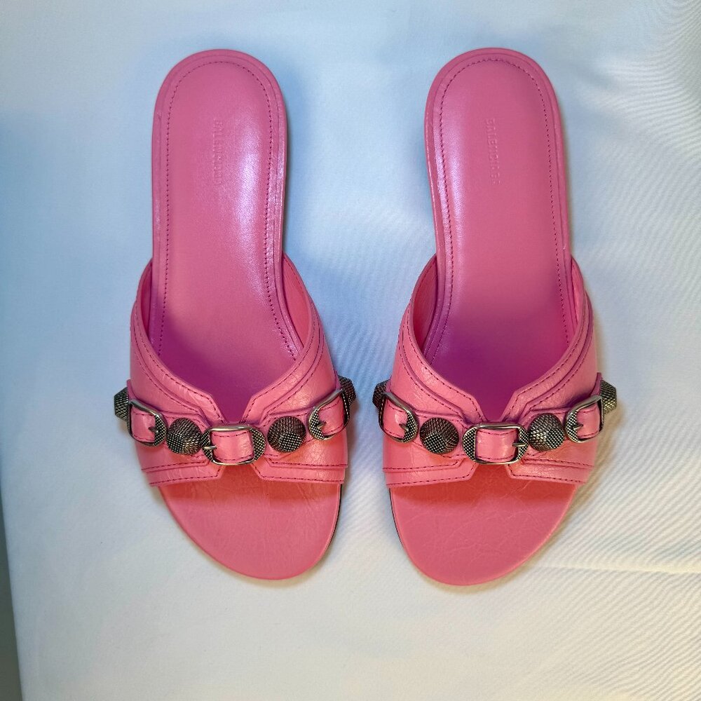 NWT Balenciaga Cagole flat sandal mule size 37 - 7US pink lambskin